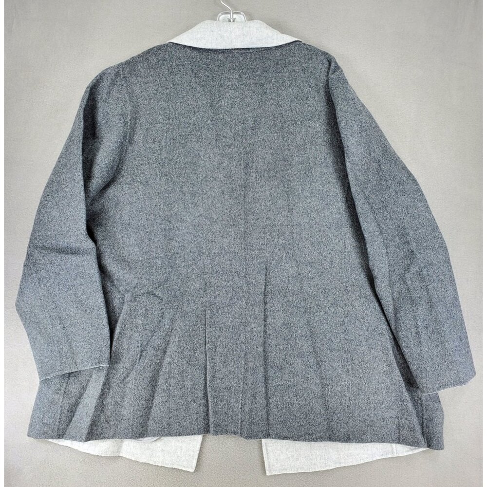 New Talbots Beautiful Soft Gray Wool Double Faced Flannel Coat 20W 2X Jacket - Picture 4 of 6